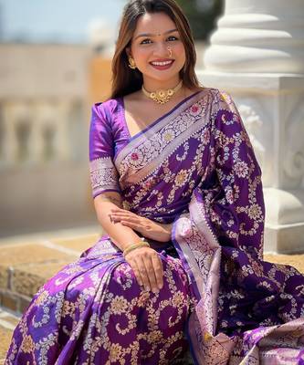 soft litchi art silk banarasi art silk jacquard saree (banarasi-6-purple) 4