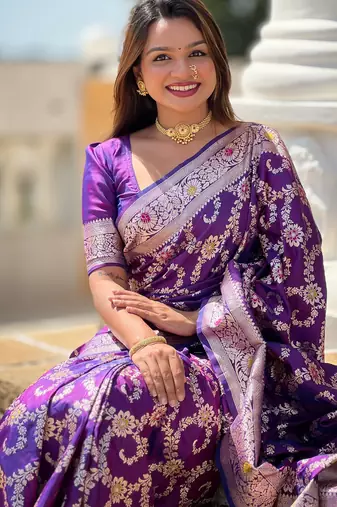 soft litchi art silk banarasi art silk jacquard saree (banarasi-6-purple)