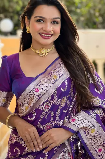 soft litchi art silk banarasi art silk jacquard saree (banarasi-6-purple)