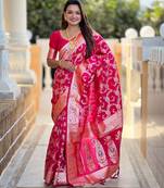 soft litchi art silk banarasi art silk jacquard saree (banarasi-6-rani-pink)