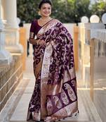 soft litchi art silk banarasi art silk jacquard saree (banarasi-6-wine)