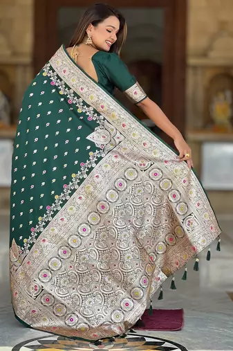 soft litchi art silk banarasi art silk jacquard saree (banarasi-7-b-green)