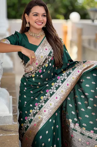 soft litchi art silk banarasi art silk jacquard saree (banarasi-7-b-green)