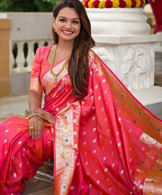 soft litchi art silk banarasi art silk jacquard saree (banarasi-7-gajri-pink) 4