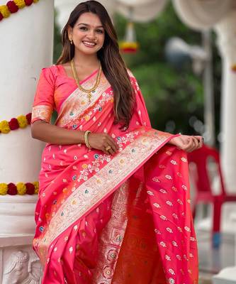 soft litchi art silk banarasi art silk jacquard saree (banarasi-7-gajri-pink) 5