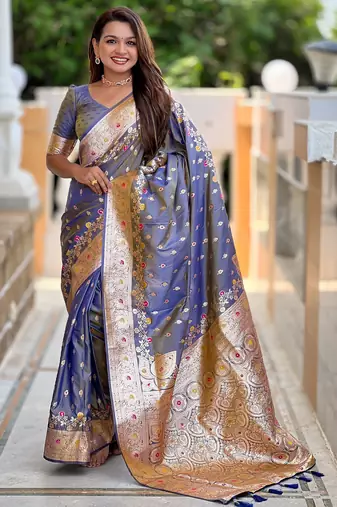 soft litchi art silk banarasi art silk jacquard saree (banarasi-7-grey)