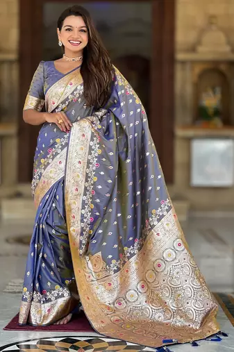 soft litchi art silk banarasi art silk jacquard saree (banarasi-7-grey)