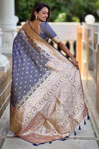 soft litchi art silk banarasi art silk jacquard saree (banarasi-7-grey)