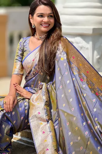 soft litchi art silk banarasi art silk jacquard saree (banarasi-7-grey)