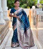 soft litchi art silk banarasi art silk jacquard saree (banarasi-7-morpich)