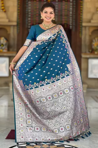 soft litchi art silk banarasi art silk jacquard saree (banarasi-7-morpich)