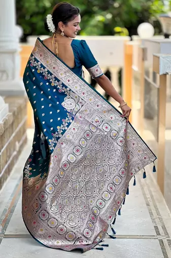 soft litchi art silk banarasi art silk jacquard saree (banarasi-7-morpich)
