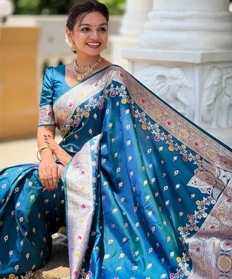 soft litchi art silk banarasi art silk jacquard saree (banarasi-7-morpich) 4