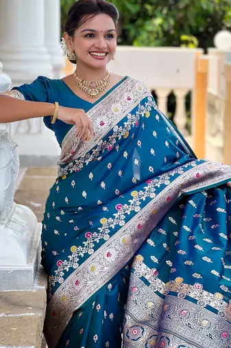 soft litchi art silk banarasi art silk jacquard saree (banarasi-7-morpich)