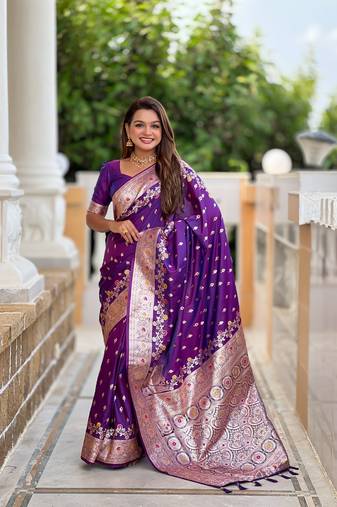 soft litchi art silk banarasi art silk jacquard saree (banarasi-7-purple)