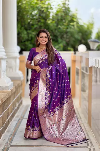 soft litchi art silk banarasi art silk jacquard saree (banarasi-7-purple)