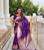 soft litchi art silk banarasi art silk jacquard saree (banarasi-7-purple)