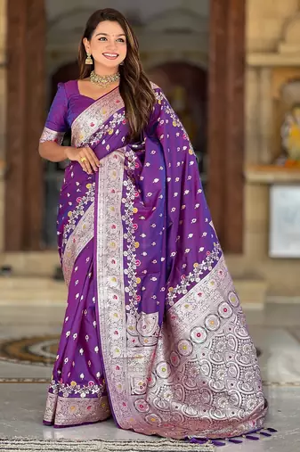 soft litchi art silk banarasi art silk jacquard saree (banarasi-7-purple)