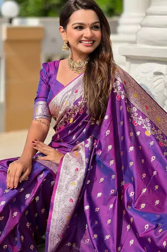 soft litchi art silk banarasi art silk jacquard saree (banarasi-7-purple)