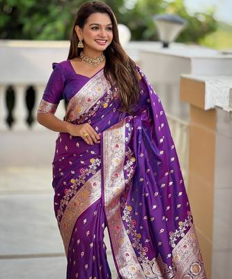 soft litchi art silk banarasi art silk jacquard saree (banarasi-7-purple) 5