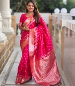 soft litchi art silk banarasi art silk jacquard saree (banarasi-7-rani-pink)