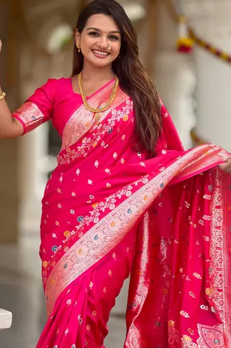 soft litchi art silk banarasi art silk jacquard saree (banarasi-7-rani-pink)