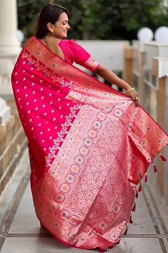 soft litchi art silk banarasi art silk jacquard saree (banarasi-7-rani-pink)