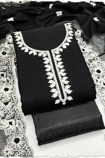 black chanderi silk salwar suit dress material for women