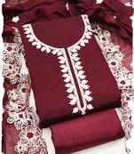 maroon chanderi silk salwar suit dress material for women