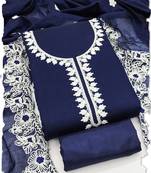 navy blue chanderi silk salwar suit dress material for women