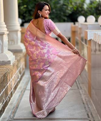 soft litchi art silk banarasi art silk jacquard saree (banarasi-8-baby-pink) 3