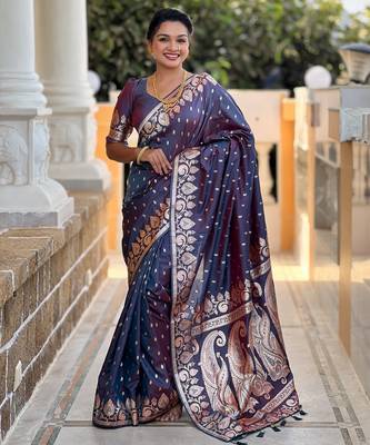 soft litchi art silk banarasi art silk jacquard saree (banarasi-9-anjir) 1