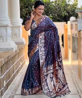 soft litchi art silk banarasi art silk jacquard saree (banarasi-9-anjir) 2