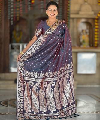 soft litchi art silk banarasi art silk jacquard saree (banarasi-9-anjir) 5