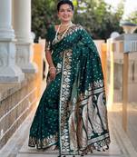 soft litchi art silk banarasi art silk jacquard saree (banarasi-9-b-green)