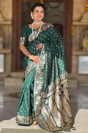 soft litchi art silk banarasi art silk jacquard saree (banarasi-9-b-green)