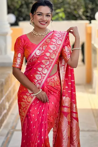 soft litchi art silk banarasi art silk jacquard saree (banarasi-9-gajri-pink)