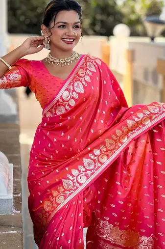soft litchi art silk banarasi art silk jacquard saree (banarasi-9-gajri-pink)
