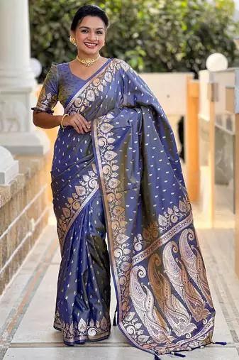 soft litchi art silk banarasi art silk jacquard saree (banarasi-9-grey)