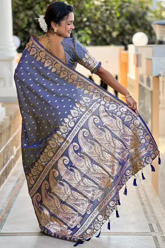 soft litchi art silk banarasi art silk jacquard saree (banarasi-9-grey)