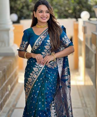soft litchi art silk banarasi art silk jacquard saree (banarasi-9-morpich) 2