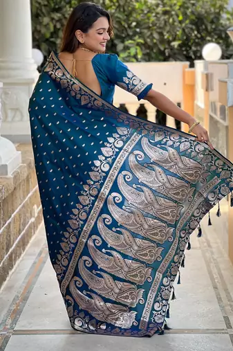 soft litchi art silk banarasi art silk jacquard saree (banarasi-9-morpich)