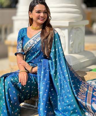 soft litchi art silk banarasi art silk jacquard saree (banarasi-9-morpich) 4