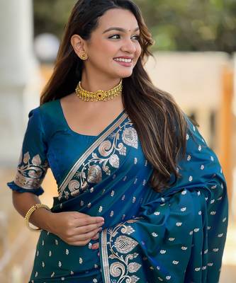 soft litchi art silk banarasi art silk jacquard saree (banarasi-9-morpich) 5