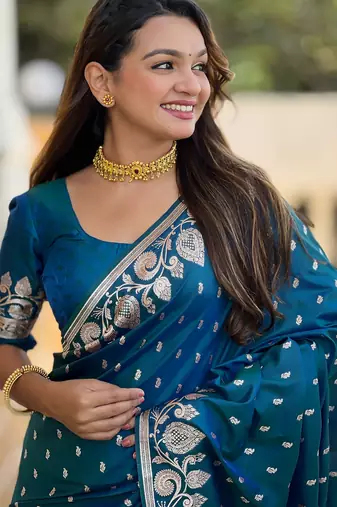 soft litchi art silk banarasi art silk jacquard saree (banarasi-9-morpich)