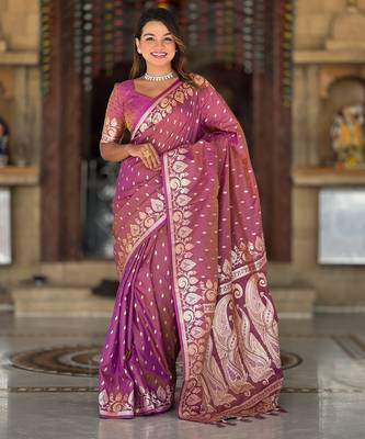 soft litchi art silk banarasi art silk jacquard saree (banarasi-9-onion) 2