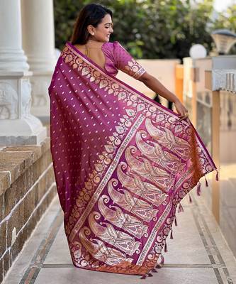 soft litchi art silk banarasi art silk jacquard saree (banarasi-9-onion) 3