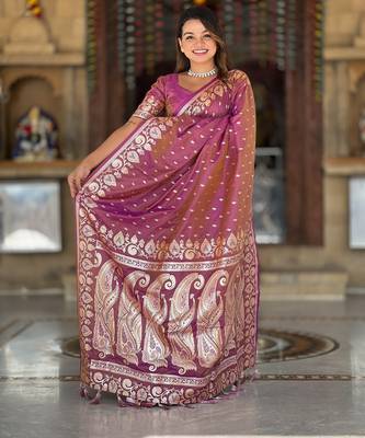 soft litchi art silk banarasi art silk jacquard saree (banarasi-9-onion) 5