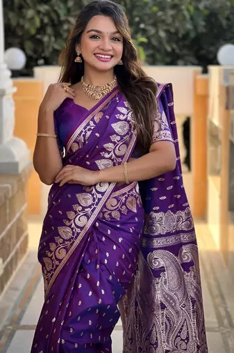 soft litchi art silk banarasi art silk jacquard saree (banarasi-9-purple)