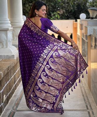 soft litchi art silk banarasi art silk jacquard saree (banarasi-9-purple) 3